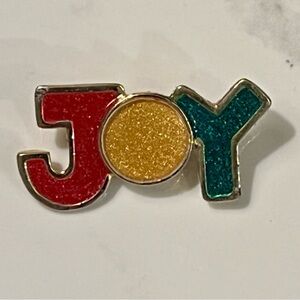 Vintage JOY Glitter Enamel Christmas Brooch – A1 Signed